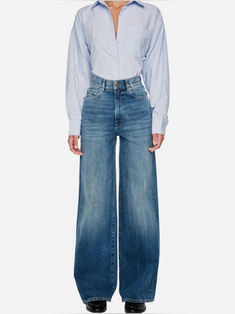 DL1961 Hepburn Wide Leg High Rise Denim Jeans • Seagate wash • High Rise size 25
